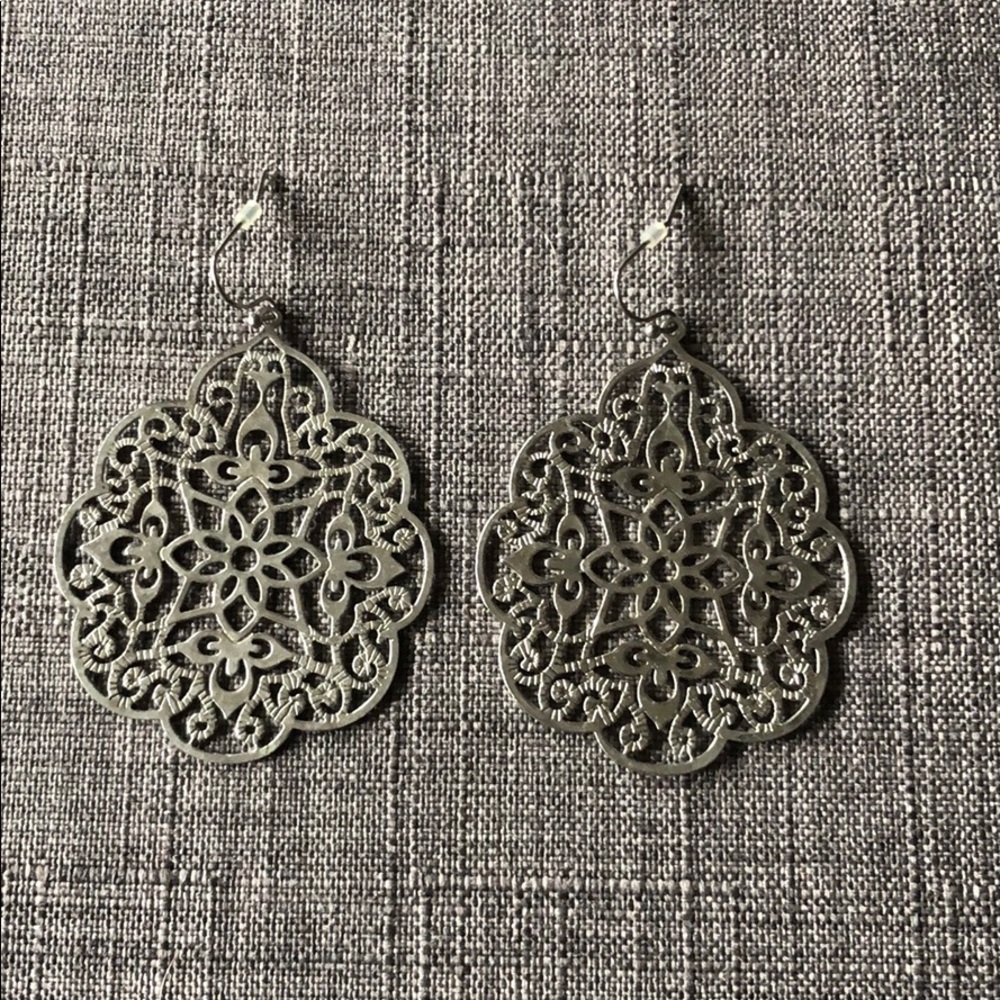 Silver Circle Drop Earrings